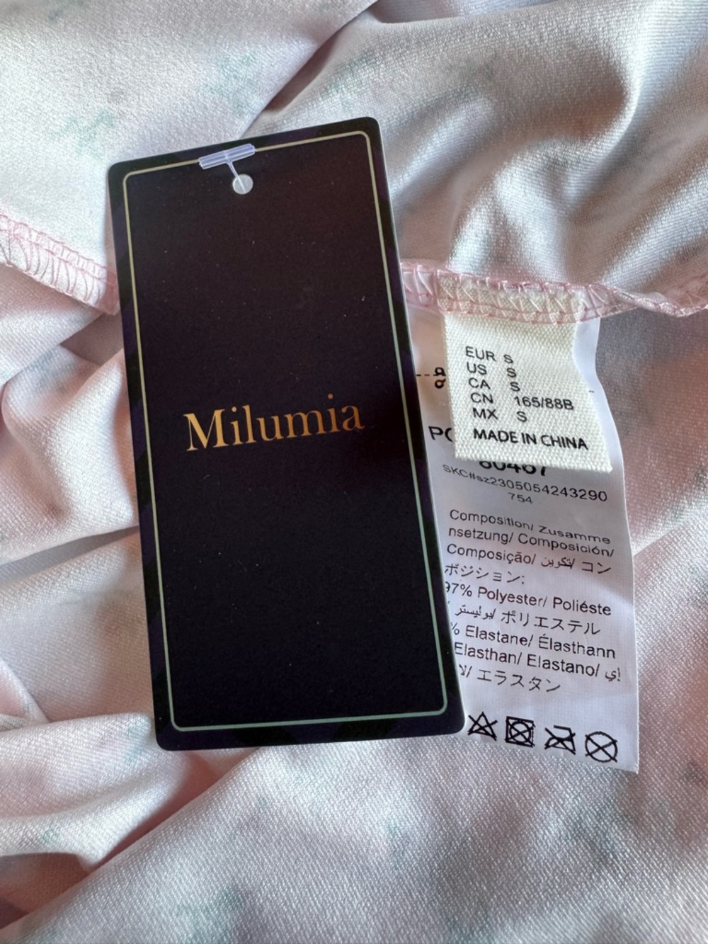 Milumia Strapless Pink Floral Midi bodycon Dress NWT Small - Picture 7 of 7